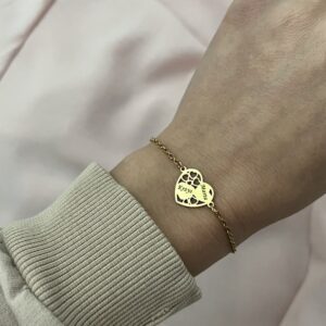 BRANSOLETKA NA ŁAŃCUSZKU SERCE Z SERDUSZKAMI